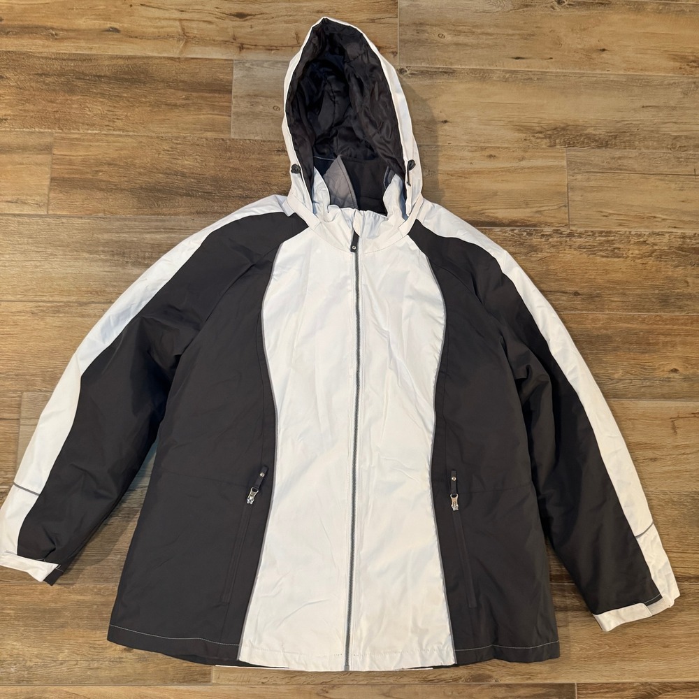 Columbia Sportswear Full Zip Hooded Jacket Mens Large Black White Lined Ski Wear